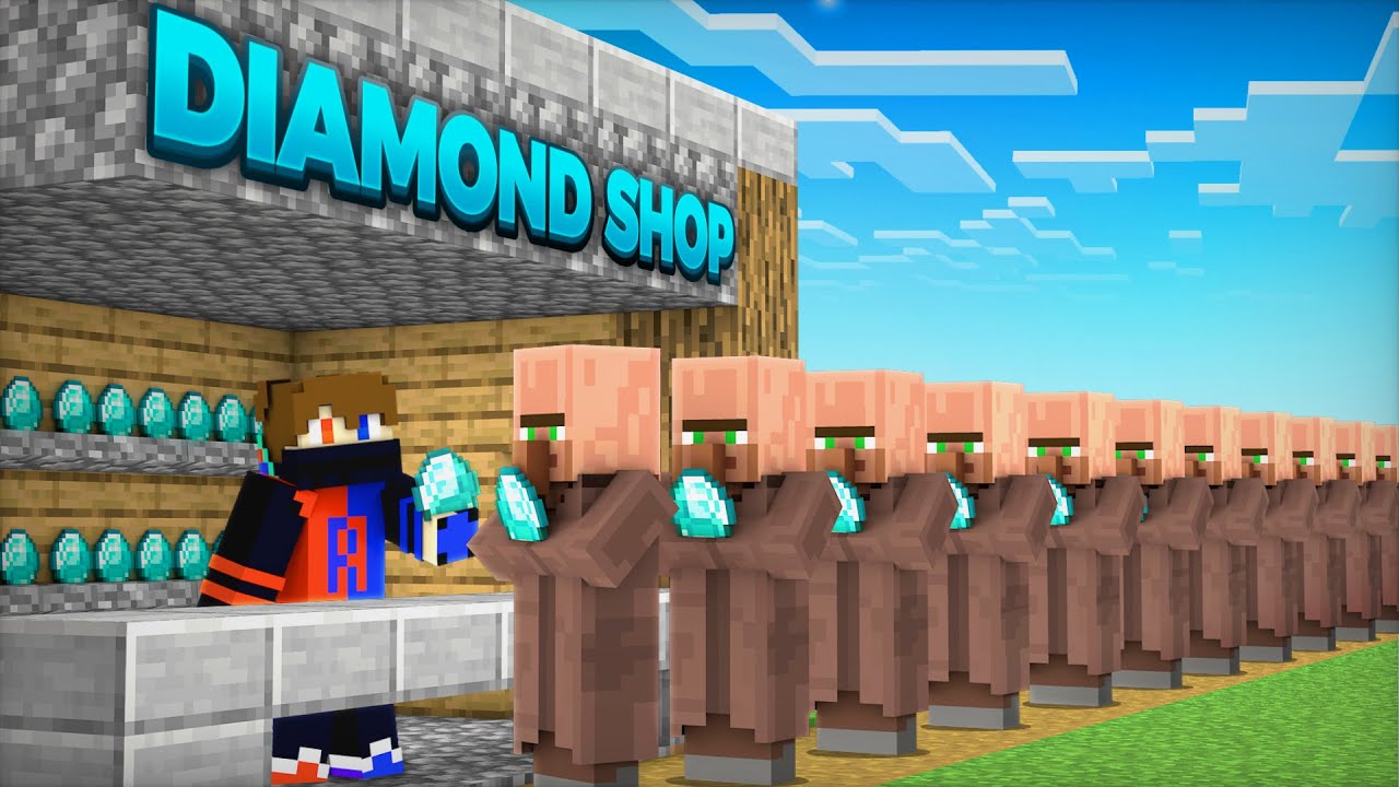 I Opened a Diamond Shop for Villagers in Minecraft