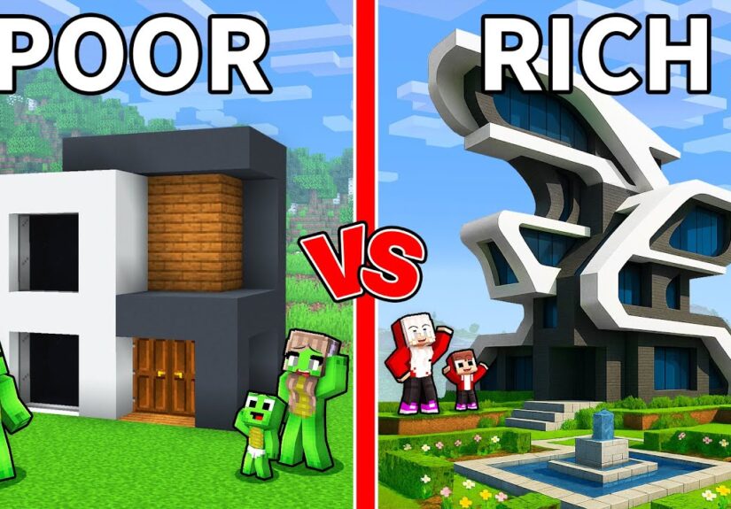 Mikey Family POOR vs JJ Family RICH Modern House Survival