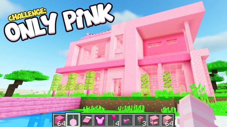 Minecraft BUT I Can Only Build With PINK!
