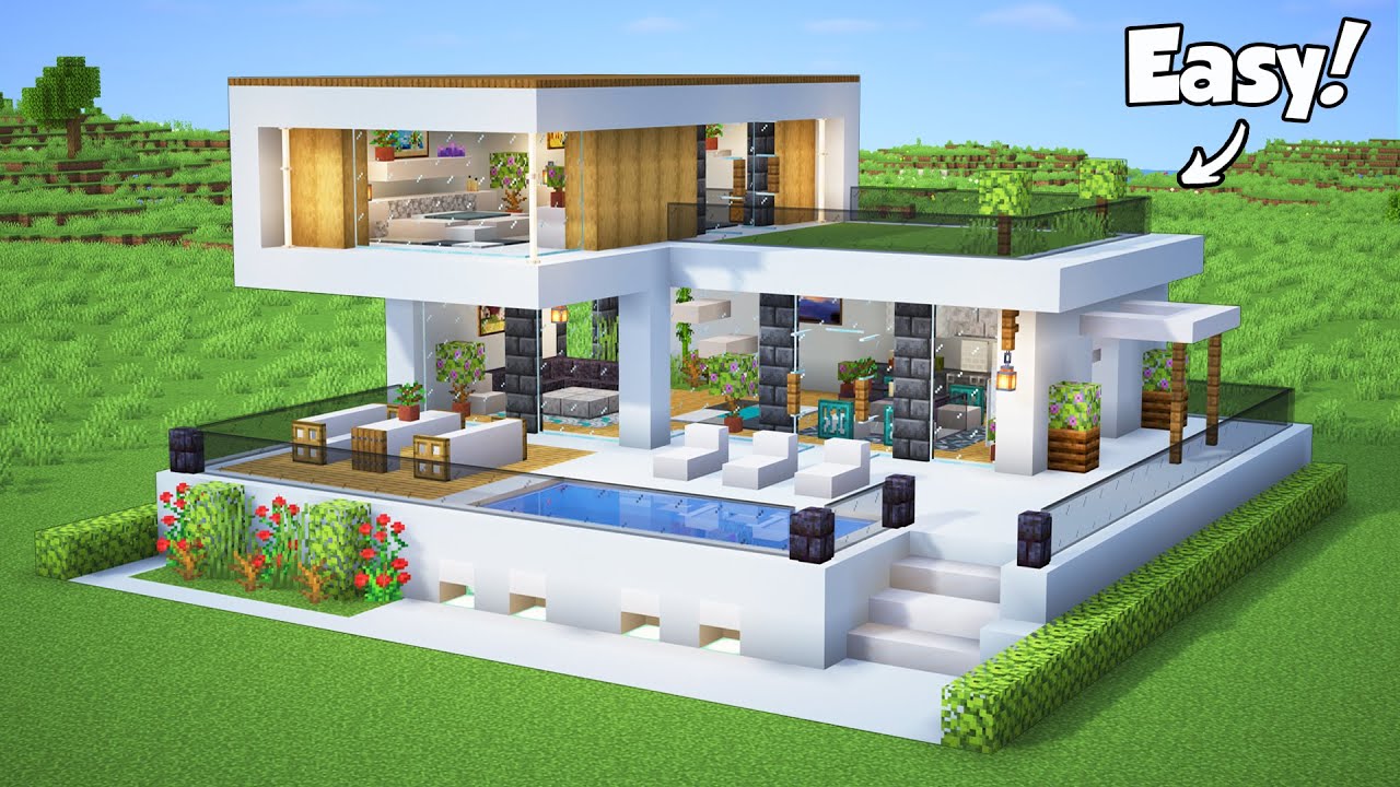 Minecraft: How to Build a Small Modern House with interior