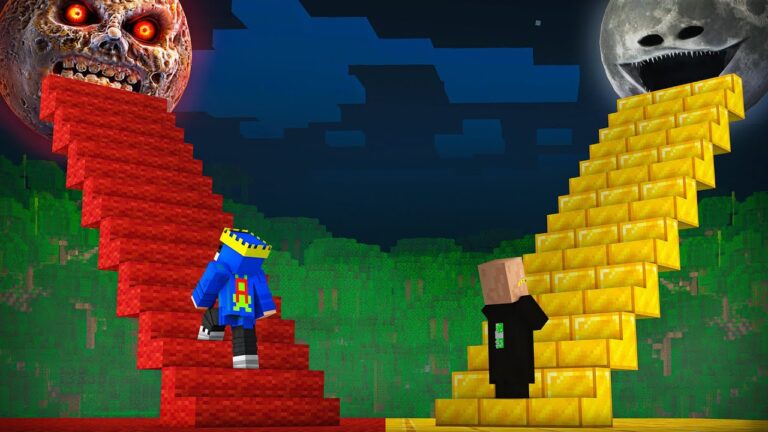 POOR Vs RICH Scary Lunar Moons Stair Challenge In Minecraft
