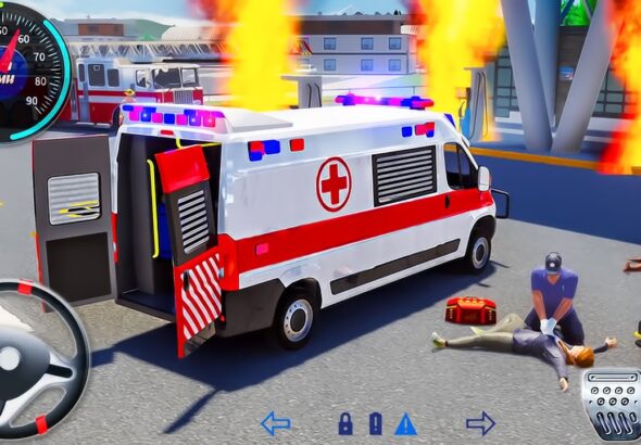 Ambulance Van Emergency Driving 2024 - 911 Helicopter Rescue Flight