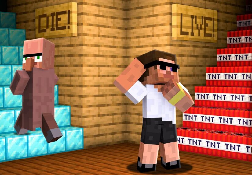 Carry and Doorbin Choose the Right Stair in Minecraft..