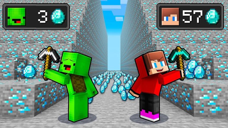 JJ and Mikey DIAMOND RACE BATTLE in Minecraft - Maizen