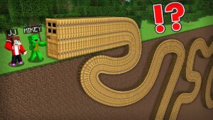 JJ and Mikey found a UNDERGROUND LONGEST DOOR in Minecraft