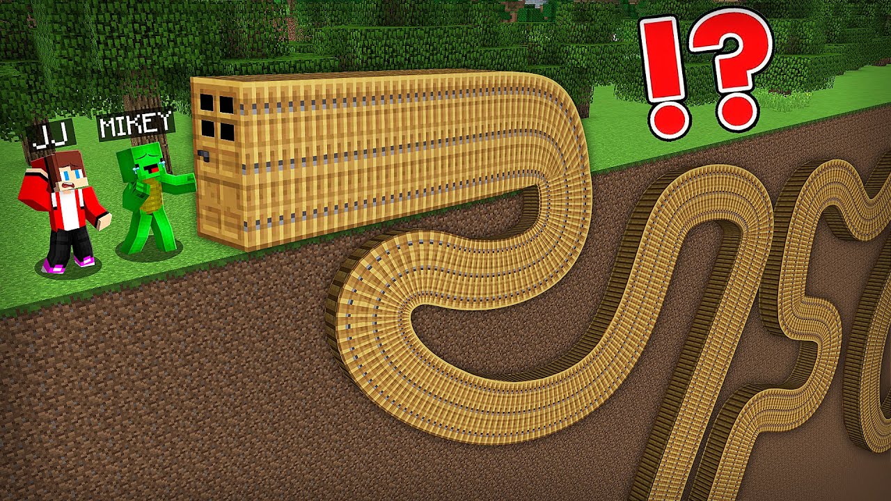 JJ and Mikey found a UNDERGROUND LONGEST DOOR in Minecraft