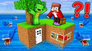 Mikey and JJ Survive on a Sea Block in Minecraft