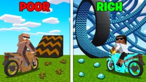 POOR vs RICH Mega Motorcycle Ramp in Minecraft..!
