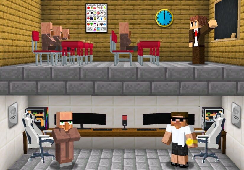 We Made a Secret Gaming Room in School in Minecraft..