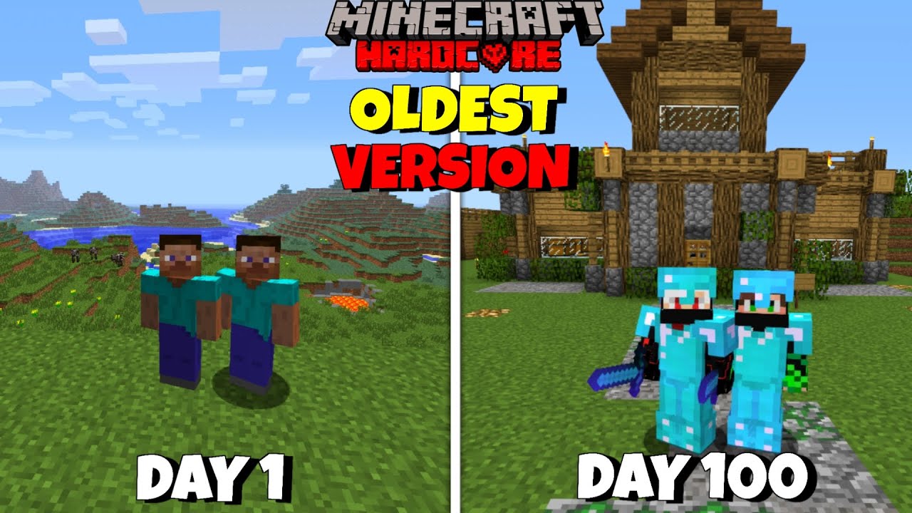 We Survived 100 Days In Oldest Version In Minecraft Hardcore