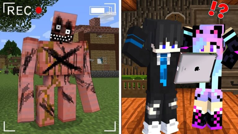 Escape from Scary GOLEM on The Cameras in Minecraft..!