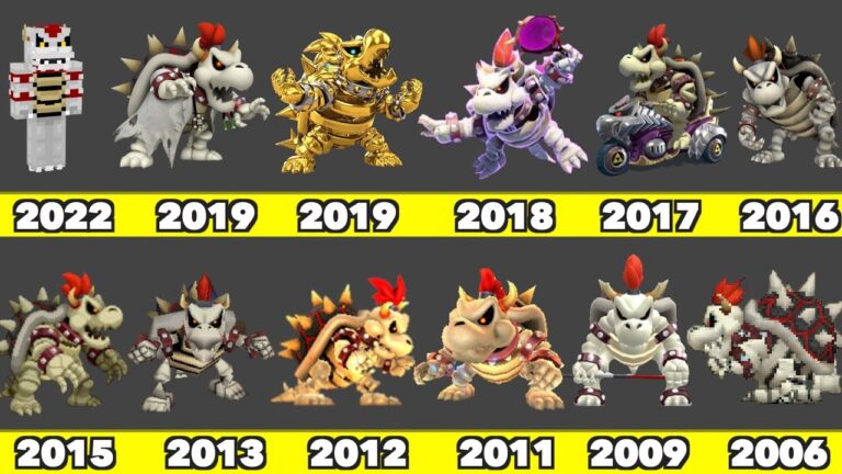 Evolution of Dry Bowser Game Graphics In Nintendo Games (2006-2025)