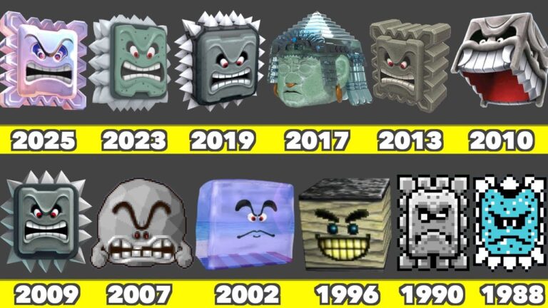 Evolution of Thwomps Game Graphics In Nintendo Games (1988-2025)