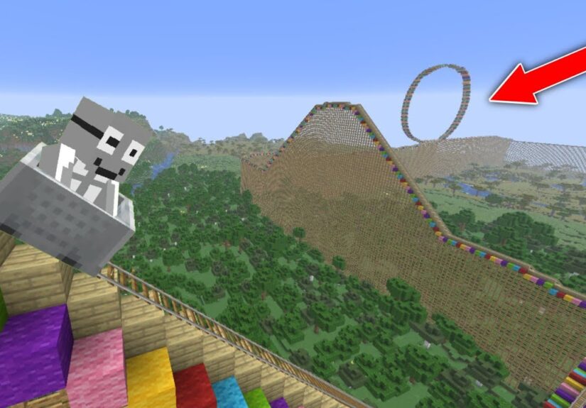 Gw Membuat Roller Coaster Terbesar Di Minecraft Survival