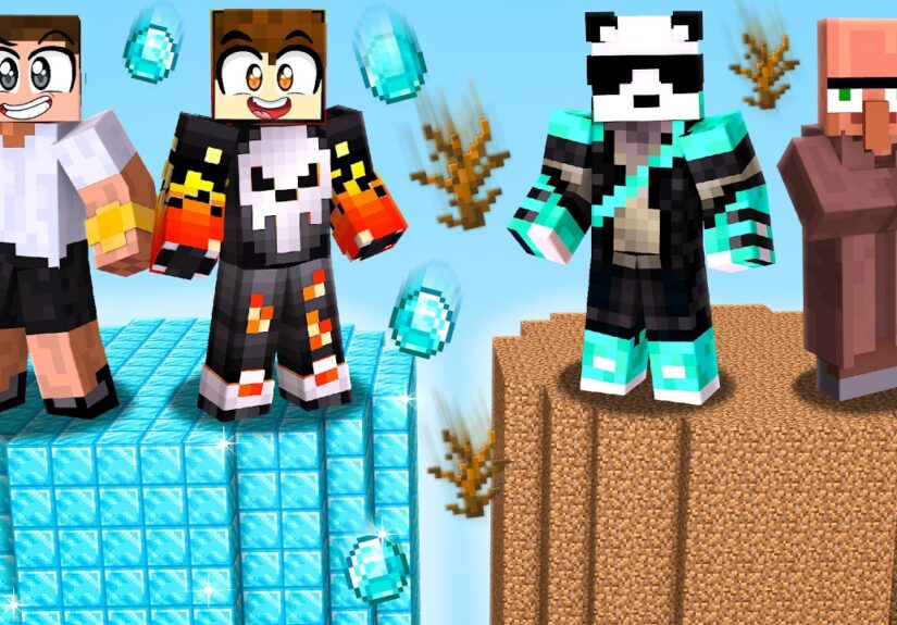 LEVEL 1 DIRT VS LEVEL 999 DIAMOND CHUNK IN MINECRAFT