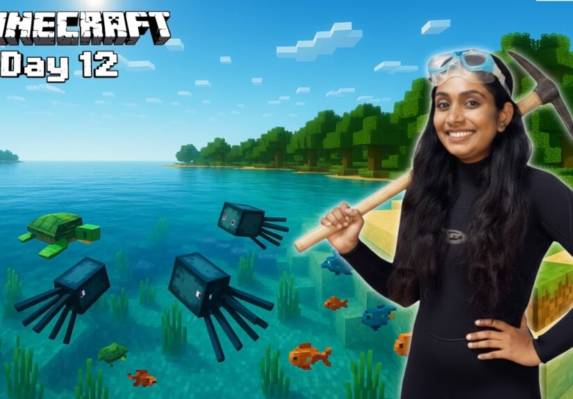 Minecraft Day 12 - Underwater Mining And Squid Hunt For