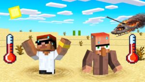 Surviving Helicopter Crash in Desert in Minecraft..