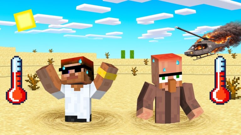 Surviving Helicopter Crash in Desert in Minecraft..
