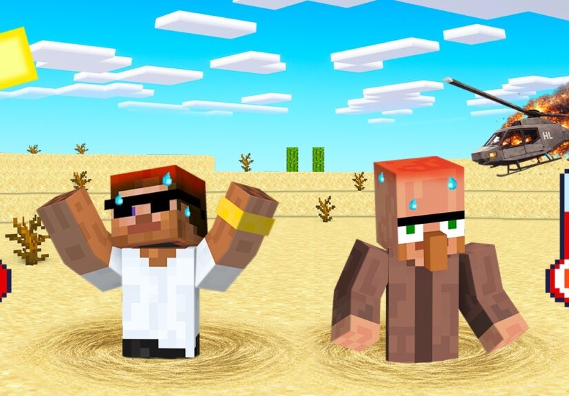 Surviving Helicopter Crash in Desert in Minecraft..