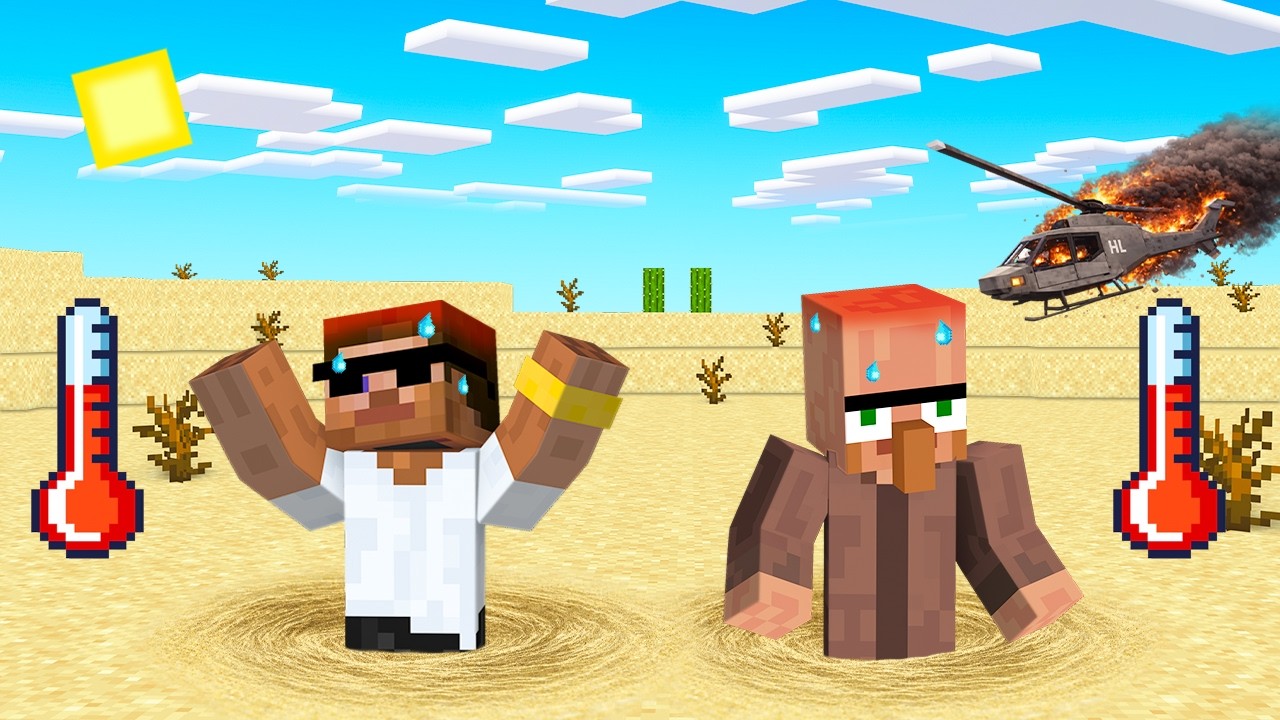 Surviving Helicopter Crash in Desert in Minecraft..