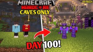 We survived 100 Days in CAVES ONLY World in Minecraft