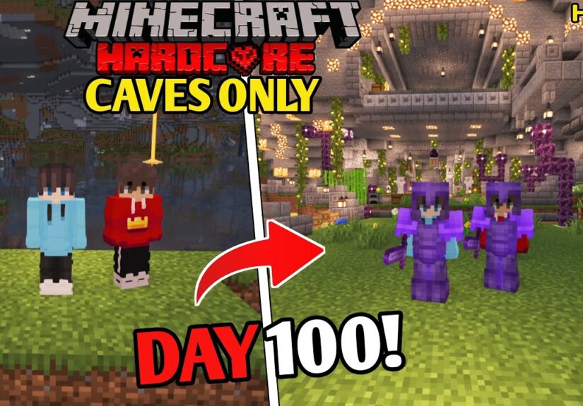 We survived 100 Days in CAVES ONLY World in Minecraft