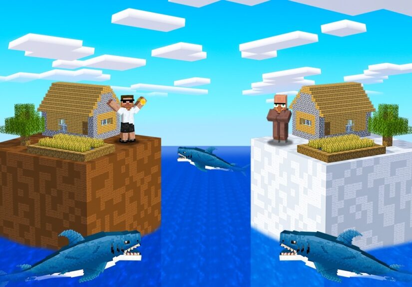 Carry vs Doorbin: Sea Animal Chunk Battle in Minecraft..