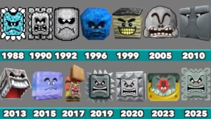 Evolution of Thwomps in Nintendo Games (1988-2025)