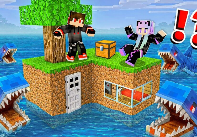 Kartik and Gauri Survive on a Sea Island in Minecraft
