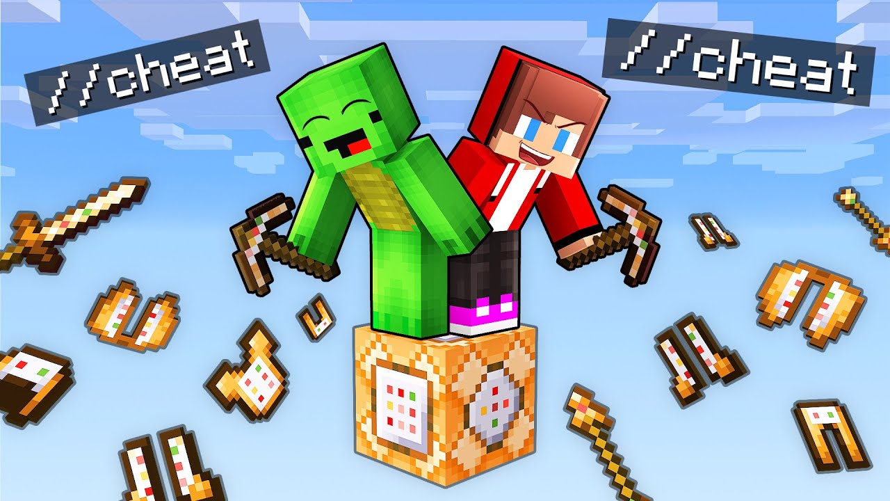 Mikey and JJ Survive On One Command Block in Minecraft