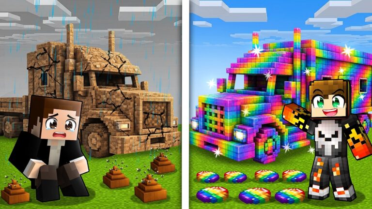 POOR VS RICH TRUCK SURVIVAL BATTLE IN MINECRAFT!