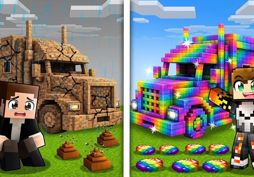 POOR VS RICH TRUCK SURVIVAL BATTLE IN MINECRAFT!