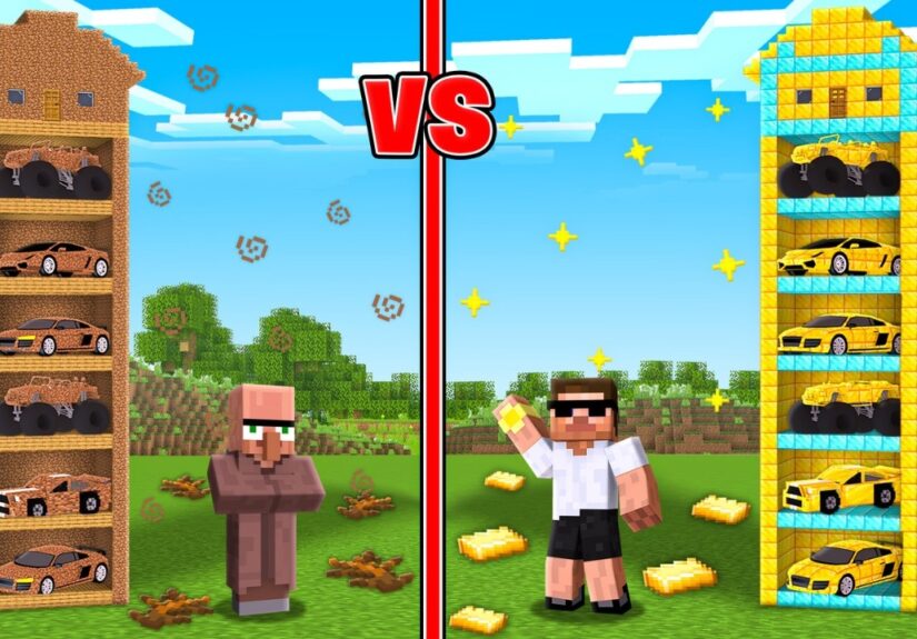 POOR vs RICH Mystery Car Garage Battle in Minecraft..