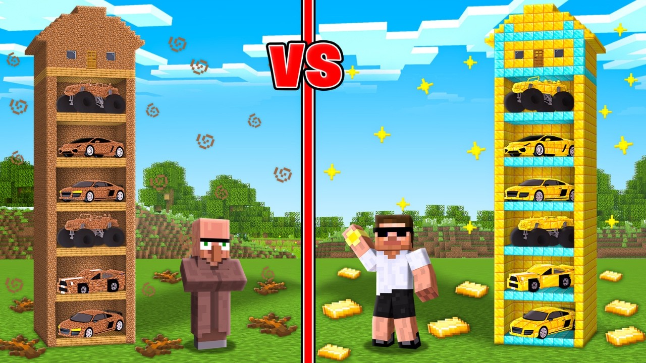 POOR vs RICH Mystery Car Garage Battle in Minecraft..