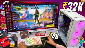 Unboxing My ₹40,000 White Gaming PC + 32" Curved Monitor