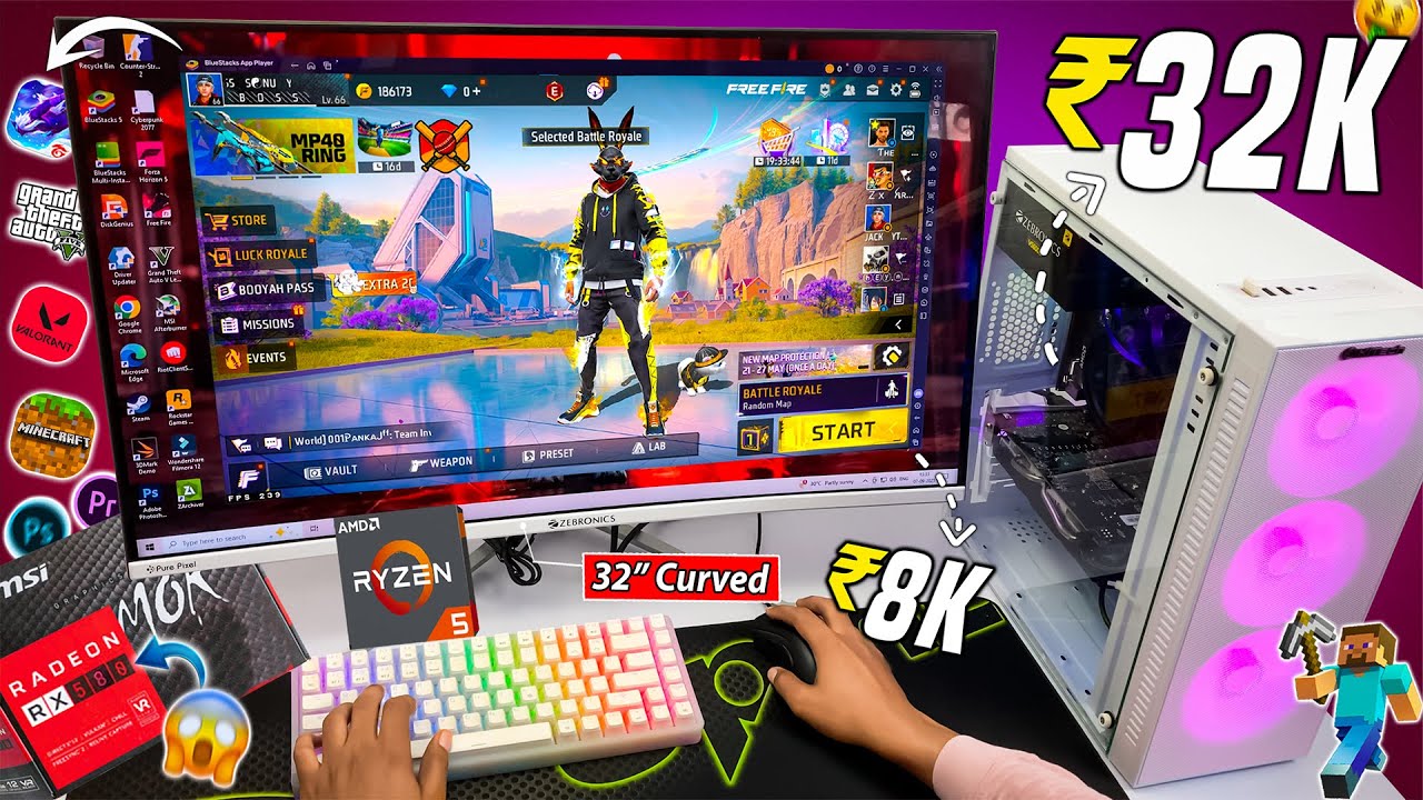 Unboxing My ₹40,000 White Gaming PC + 32" Curved Monitor