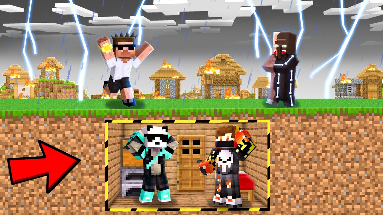 We Created a Bunker to Survive Thunder Disaster in Minecraft!