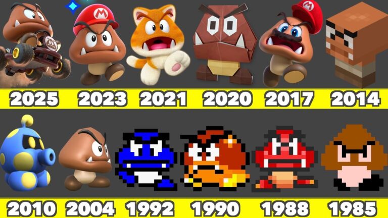 Evolution of Goomba Game Graphics in Nintendo Games (1985-2026)