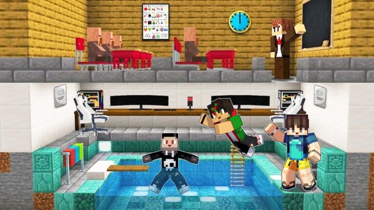 I Built Secret Playground under the Classroom in Minecraft (Tagalog)
