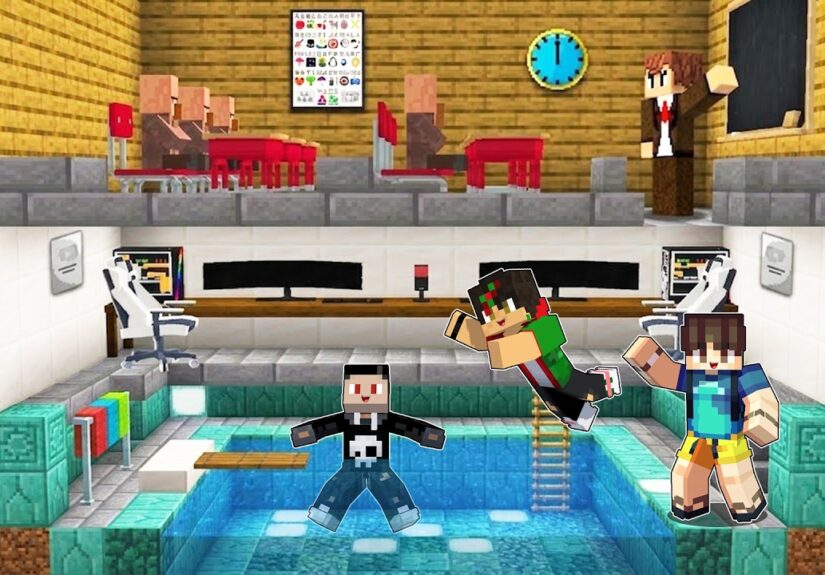 I Built Secret Playground under the Classroom in Minecraft (Tagalog)