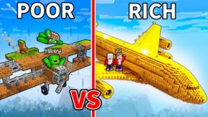 JJ and Mikey: POOR vs RICH Airplane Battle in Minecraft