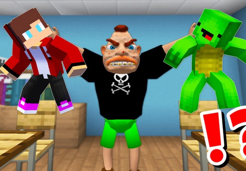 JJ and Mikey vs SCHOOL BULLY CHALLENGE in Minecraft /