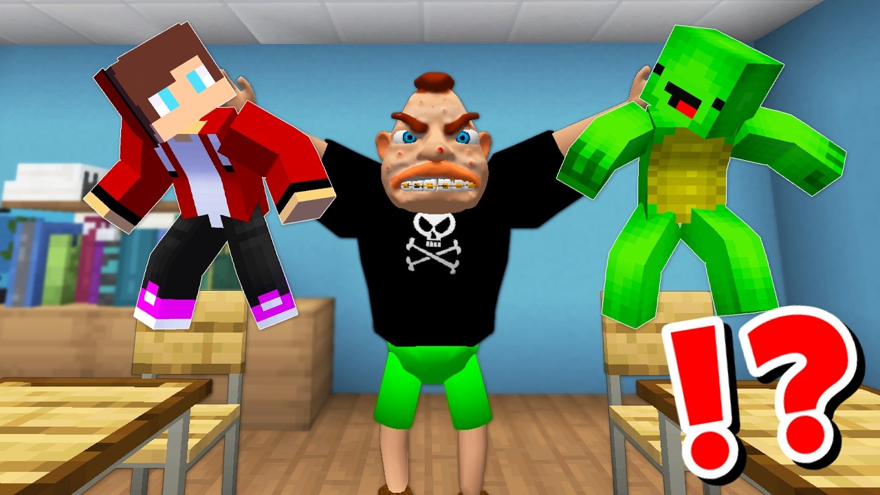 JJ and Mikey vs SCHOOL BULLY CHALLENGE in Minecraft /