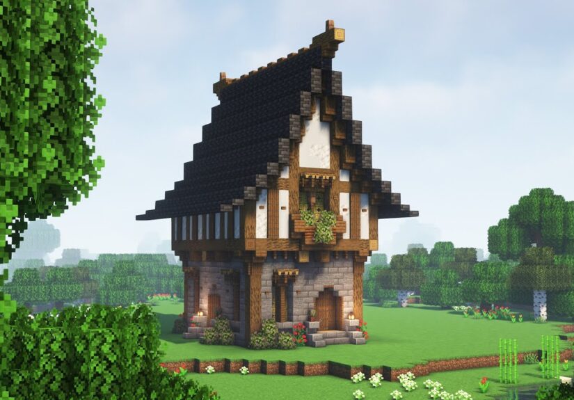 Minecraft How to Build Big Medieval House | Tutorial