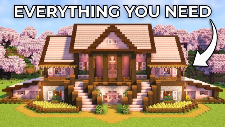 Minecraft: How to Build a Cherry Blossom Survival Mansion |