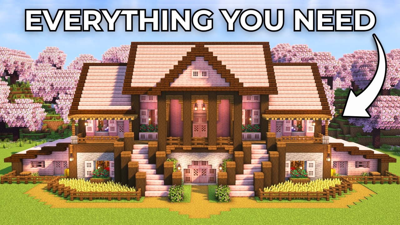 Minecraft: How to Build a Cherry Blossom Survival Mansion |