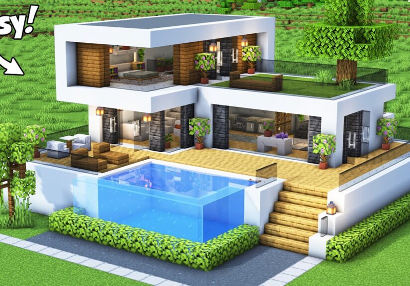 Minecraft: How to Build a Modern House Tutorial (Easy) #81