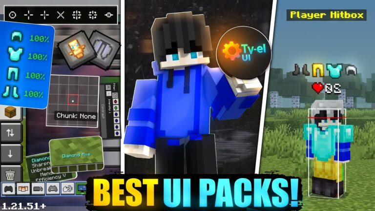 Top 10 Best UI PACKS For Minecraft PE 1.21+ 🔥|
