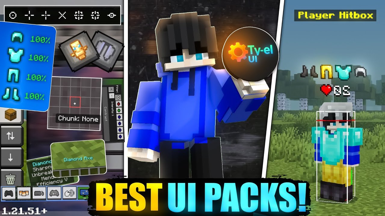 Top 10 Best UI PACKS For Minecraft PE 1.21+ 🔥|
