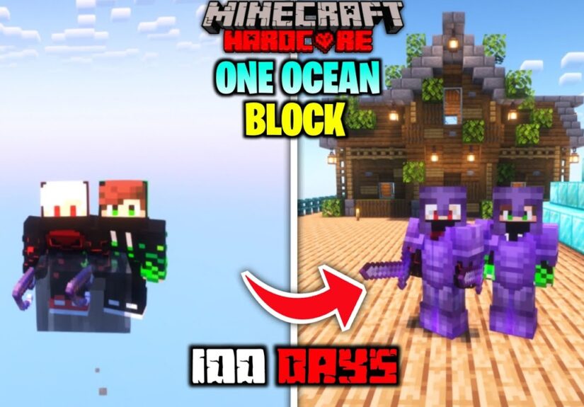 We Survived 100 Days On ONE OCEAN BLOCK In Minecraft